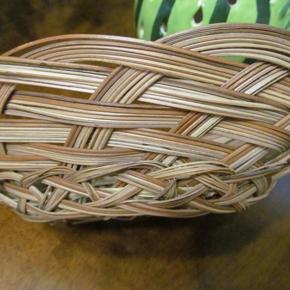 Vintage Set of 2 Woven Wicker Rattan Reed Baskets Oblong Nestable NEW - Picture 7 of 12